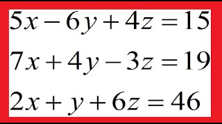 Solve 5x6y4z157x4y3z19 and 2xy6z46 using elimination method [upl. by Kra481]