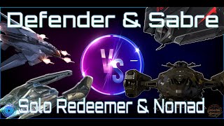 Star Citizen Banu Defender amp Aegis Sabre vs Solo Aegis Redeemer amp Nomad [upl. by Carl]