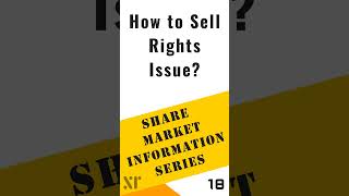 Share Market information  Part 18  How to sell Rights Issue  sell rights issue tamil rightsissue [upl. by Ykcub675]