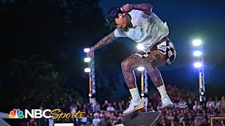 Nyjah Hustons insane run fakie kickflip deliver Olympic qualifying win in Rome  NBC Sports [upl. by Eelanej665]