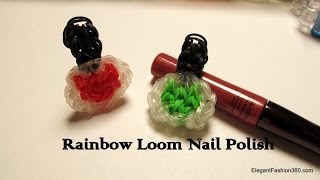 Rainbow Loom Nail Polish Charm  How to  Make Up Series [upl. by Drofwarc]