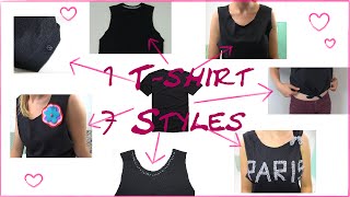 DIY Fashion  1 TShirt  7 Styles  Mode Tipps  crop top tank top 7 ways to upcycle tshirts [upl. by Enialb]