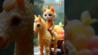 Orange cat and pineapple horse🥰 4k Cats shorts cats [upl. by Natfa]