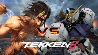 Eren Yeager vs Mikazuki Augus  Attack Titan vs Barbatos Gundam  Tekken 8 [upl. by Brade337]