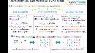 Synthèse dUne Minute  Représentation Paramétrique de Droites [upl. by Nylarad520]