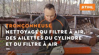 Nettoyage du filtre à air des ailettes du cylindre et du filtre à air  Tronçonneuses STIHL [upl. by Emor]