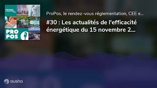 30  Les actualités de lefficacité énergétique du 15 novembre 2024 [upl. by Esilehs]