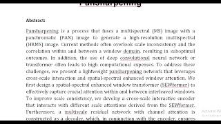 Cross Scale Interaction With Spatial Spectral Enhanced Window Attention for Pansharpening [upl. by Bovill]