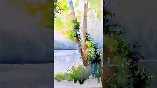 EASY WATERCOLOR PAINTING watercolourlandscape landscapepainting [upl. by Alcina]