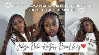 Boho Braided Human Hair high density wig install😍  Jaliza Braids [upl. by Kciremed]