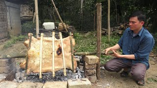 Grilled meat from a wild boar is enough to eat for a month Green forest life [upl. by Ojadnama]