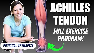 Achilles Tendinopathy Exercises Self Treatment and Explanation  FULL Exercise Program [upl. by Cobb]