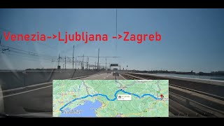 ❤️‍🔥Timelapse footage of driving 🇮🇹 Venezia  🇸🇮 Ljubljana  🇭🇷 Zagreb ❤️‍🔥 [upl. by Nnylodnewg]