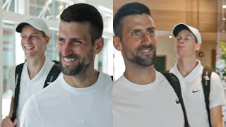 Djokovic and Sinner Walk and Talk to Centre Court  Wimbledon 2024 [upl. by Aliber168]