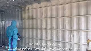 Spraying pu foam for roof and wall insulation construction building thermal and cold insulation [upl. by Laerol223]