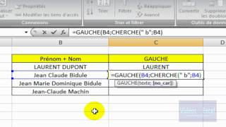 Excel 2007  Utilisez la fonction GAUCHE [upl. by Sadella]