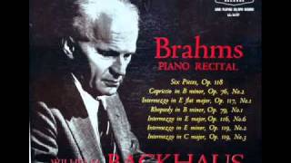 Brahms  Wilhelm Backhaus Intermezzo in E flat major Op 117 No 1  Recorded November 1956 [upl. by Nickolaus786]