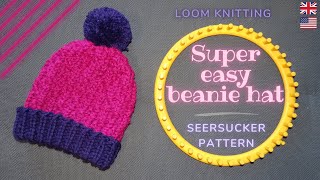 Easy loom knit hat Seersucker pattern  ENGLISH TUTORIAL [upl. by Sukram]