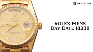 Mens Rolex 18K Gold DayDate President Watch Gold Champagne Diamond Dial [upl. by Rennane]