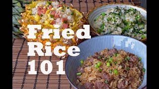 How to Make Any Fried Rice  Three Flavors and Recipes 沙茶牛肉炒饭菠萝炒饭菜心炒饭 [upl. by Vedette]