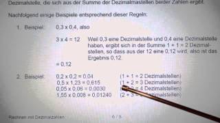 Dezimalzahlen Teil 7 von 9 Multiplikation von zwei Dezimalzahlen [upl. by Kacerek491]