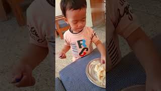 Baby feels happy after eating food shorts [upl. by Mishaan]