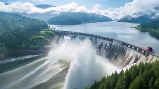 36714649 MotionElements water powered energy a large hydroelectric dam with reservoir and forest ba [upl. by Rissa]