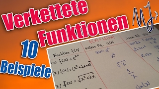 Verkettung  Innere und äußere Funktionen  10 Beispiele Sin Cos Wurzel ln eFkt usw [upl. by Cointon]