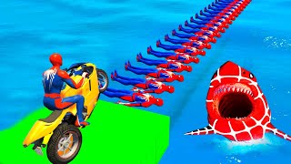 GTA V SPIDERMAN 2 THE AMAZING DIGITAL CIRCUS POPPY PLAYTIME 3 Join in Epic New Stunt Racing Game [upl. by Bilac]