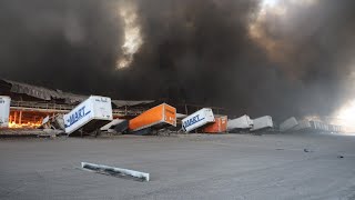 Plainfield Walmart warehouse building fire live update  March 17 2022 [upl. by Anetsirk859]