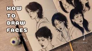 Easy way to drawing faces in different angles 🍮🍵 beginner friendly tutorial [upl. by Sirtaeb]