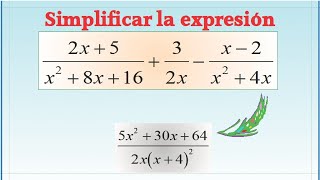 Simplificación de suma y resta de expresión racional ejercicio paso a paso [upl. by Iral]