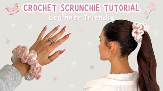 crochet scrunchie tutorial for beginners  how to crochet a scrunchie  aesthetic crochet [upl. by Airdnaed]