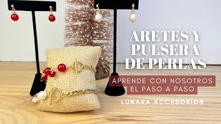 Tutorial paso a paso de Aretes y Pulsera de perlas 2 🎄  Alambrismo  🌙 Lunara Accesorios [upl. by Thierry]