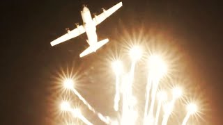 AWESOME C130 Flare Drop Simulation  Wall of FIRE Display  Avalon Airshow 2019 [upl. by Suivatnod]