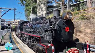 Steam Locomotive 5917  The Picnic Train  Arrives at Gosford Platform  December 2023 [upl. by Aidyn]