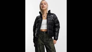 THE NORTH FACE Shiny Nuptse Retro 2000 Down Puffer Jacket Reflective Piping Black Women  Asos [upl. by Eglanteen]