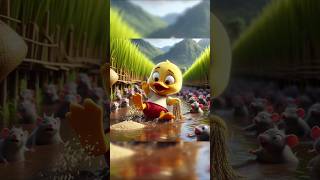 poor duckling  ducklings are harvesting rice cartoon ducklinglu love littleduck cute duck [upl. by Onnem177]