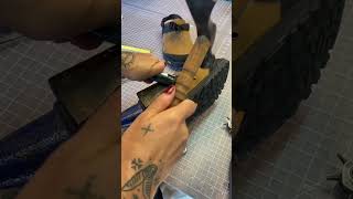 Adding ventilation holes onto a pair of Bedrock sandals fyp youtubeshorts bedrock [upl. by Ahsinar647]