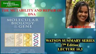 MUTABILITY AND REPAIR OF DNA Chap10 Lecture3 WatsonSummarySeries [upl. by Aymer]