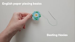 English paper piecing  basting hexies [upl. by Lorola]