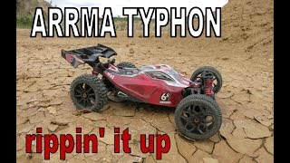 ARRMA TYPHON 6S v2  second run on 4s in the sand pit  ROOSTER RC [upl. by Ika844]