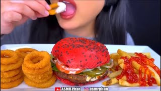 ASMR PHAN BITES ONLY BURGER KING BURGER ONION RINGS AND FRIES ASMR [upl. by Etteloiv]