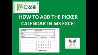 How to add date picker calendar Drop down calendar to MS Excel sheet [upl. by Heid798]