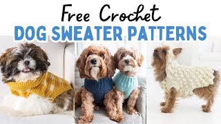 30 FREE Crochet Dog Sweater Patterns  DIY Dog Clothes crochet freecrochetpatterns crochetdog [upl. by Atiuqrahs]