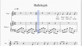 Hallelujah  Karoke Version piano accompaniment  lyrics  score [upl. by Htessil469]