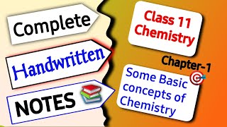 Some Basic Concepts of Chemistry Class 11 handwritten Notes  Chemistry class 11 chapter 1 notes [upl. by Pricilla939]