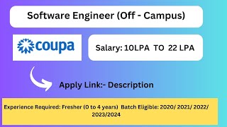 Freshers Job  Coupa Software Engineer Off  Campus  Hiring  2020 2021 2022 2023 2024 [upl. by Jovia674]