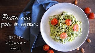 Pasta al pesto de aguacate  Receta vegana fácil y deliciosa [upl. by Chirlin944]