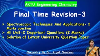 Engineering chemistry Revision  Spectroscopy important University questions Spectroscopy Revision [upl. by Nortna]